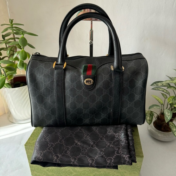 Vintage Gucci GG Canvas Small Boston with Sherry line Grey/Black - Picture 15 of 15